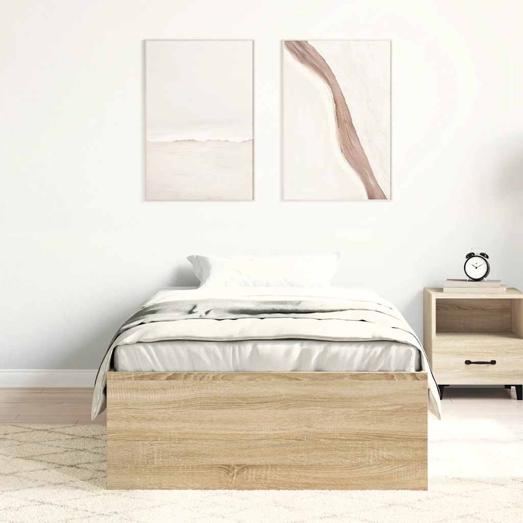 Bed Frame without Mattress Sonoma Oak 75x190 cm Small Single Small Single