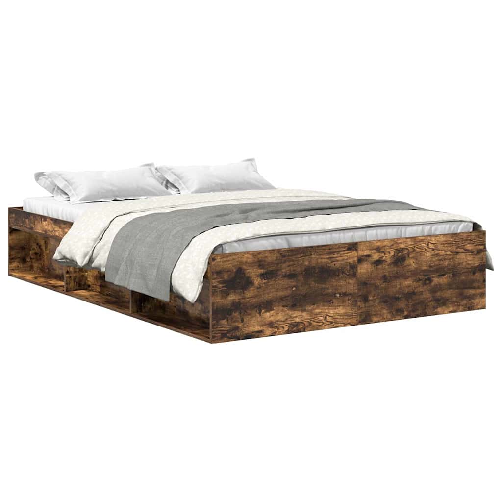 Bed Frame without Mattress Smoked Oak 140x200 cm