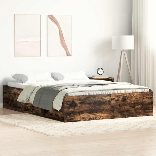 Bed Frame without Mattress Smoked Oak 140x200 cm