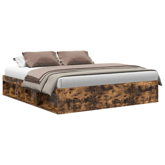 Bed Frame without Mattress Smoked Oak 180x200 cm Super King Super King Size