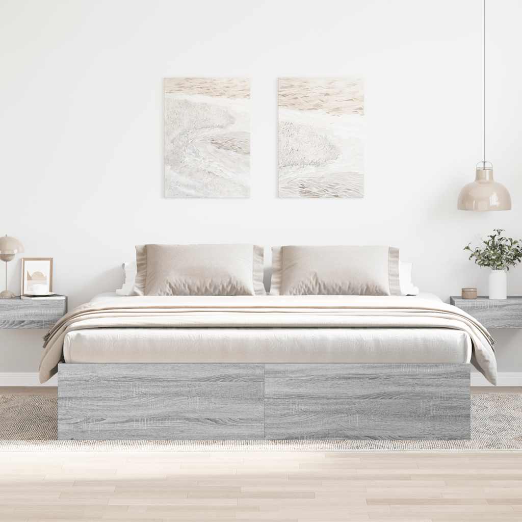 Bed Frame without Mattress Grey Sonoma 180x200 cm Super King Super King Size