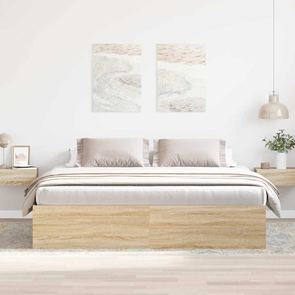 Bed Frame without Mattress Sonoma Oak 200x200 cm