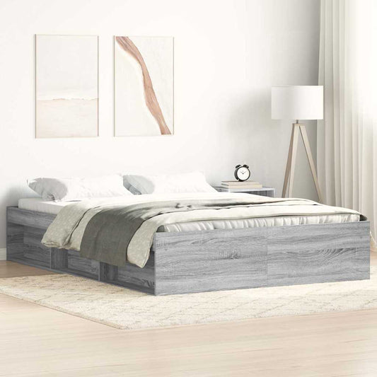 Bed Frame without Mattress Grey Sonoma 120x190 cm Small Double Small Double