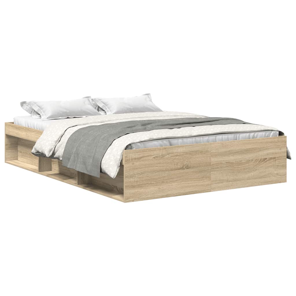 Bed Frame without Mattress Sonoma Oak 140x190 cm