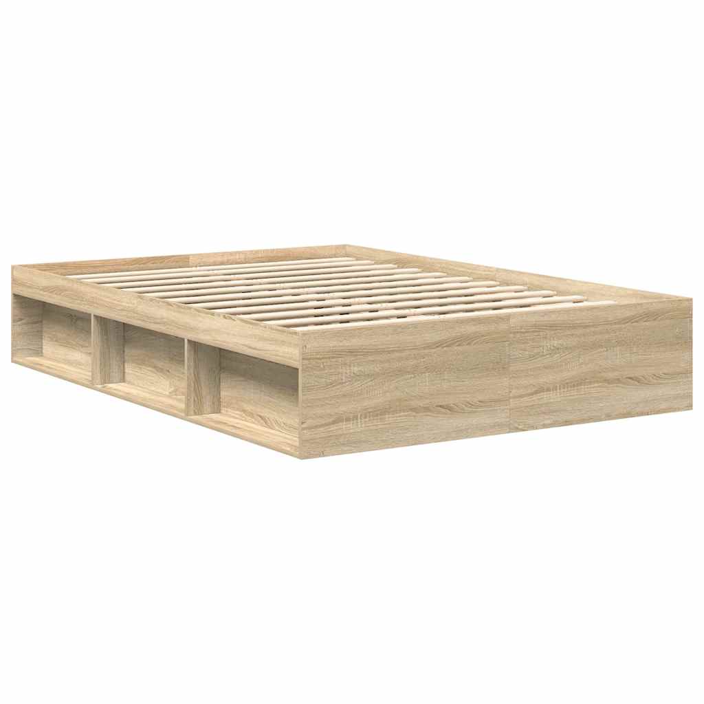 Bed Frame without Mattress Sonoma Oak 140x190 cm