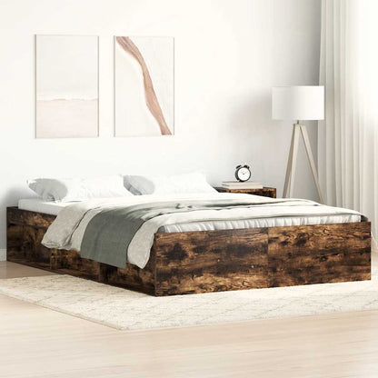Bed Frame without Mattress Smoked Oak 140x190 cm
