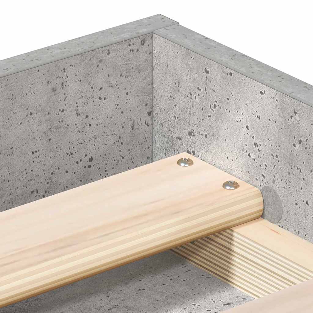 Bed Frame without Mattress Concrete Grey 135x190 cm Double Double
