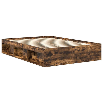 Bed Frame without Mattress Smoked Oak 135x190 cm Double Double