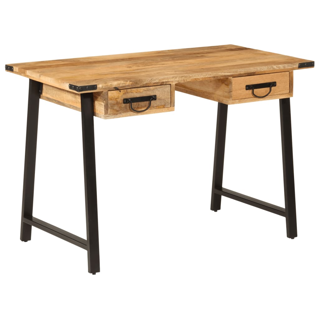 Desk with Drawers 105x55x70 cm Solid Wood Mango and Iron