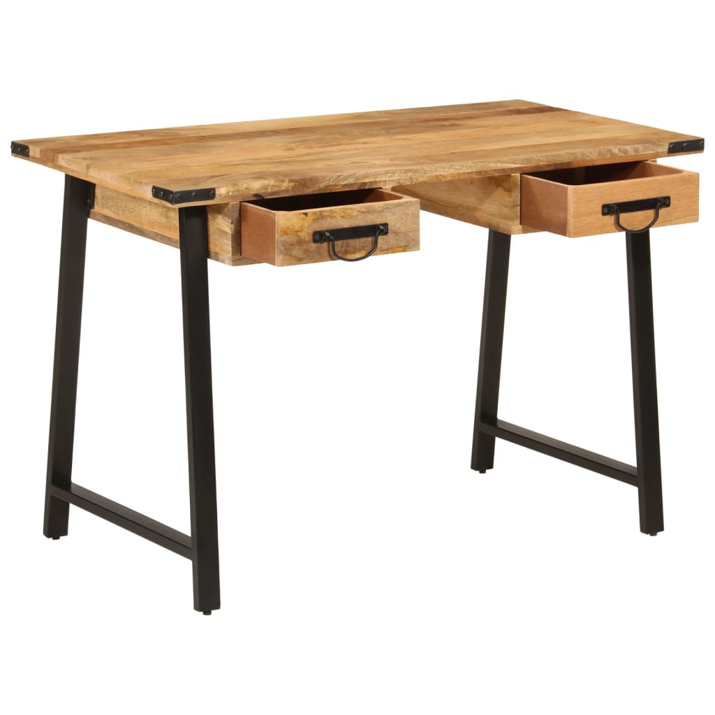 Desk with Drawers 105x55x70 cm Solid Wood Mango and Iron