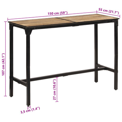 Bar Table 150x55x107 cm Solid Rough Wood Mango