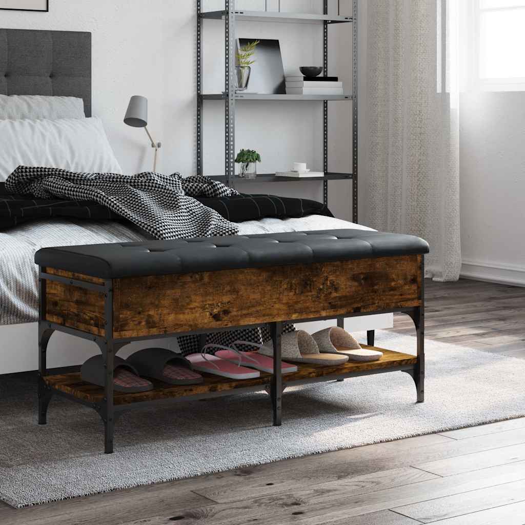Shoe Bench Smoked Oak 102x42x45 cm Engineered Wood