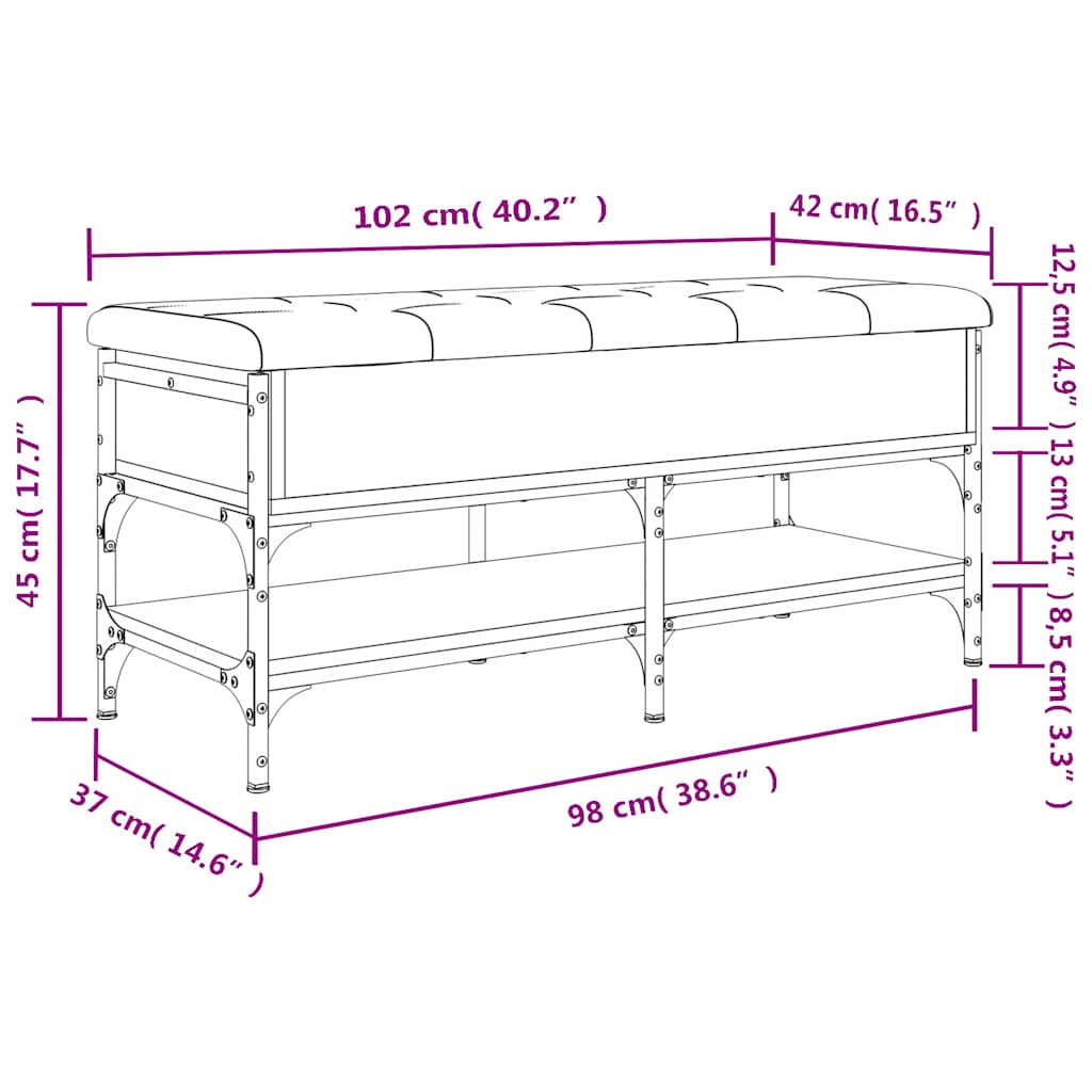 Shoe Bench Brown Oak 102x42x45 cm Engineered Wood