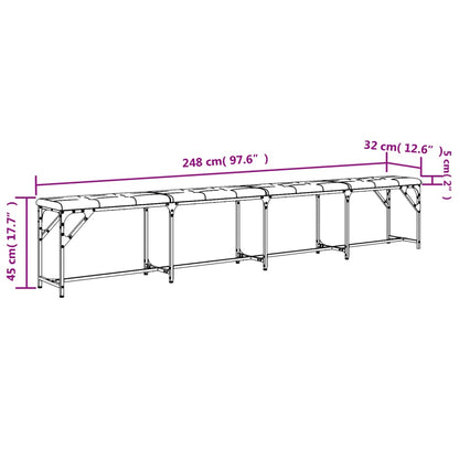 Dining Bench Light Grey 248x32x45 cm Steel and Fabric