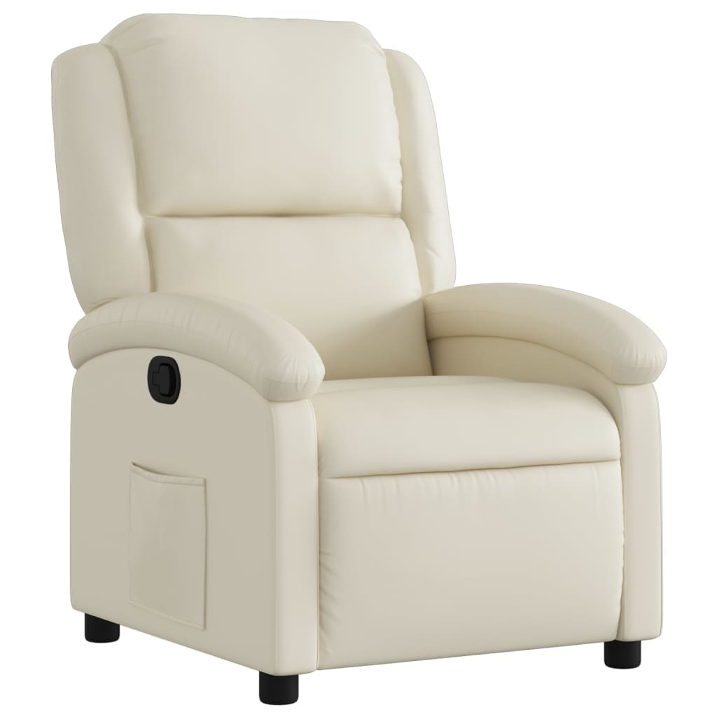 Recliner Chair Cream Faux Leather