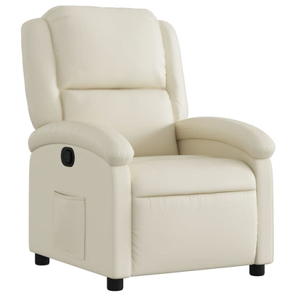Recliner Chair Cream Faux Leather