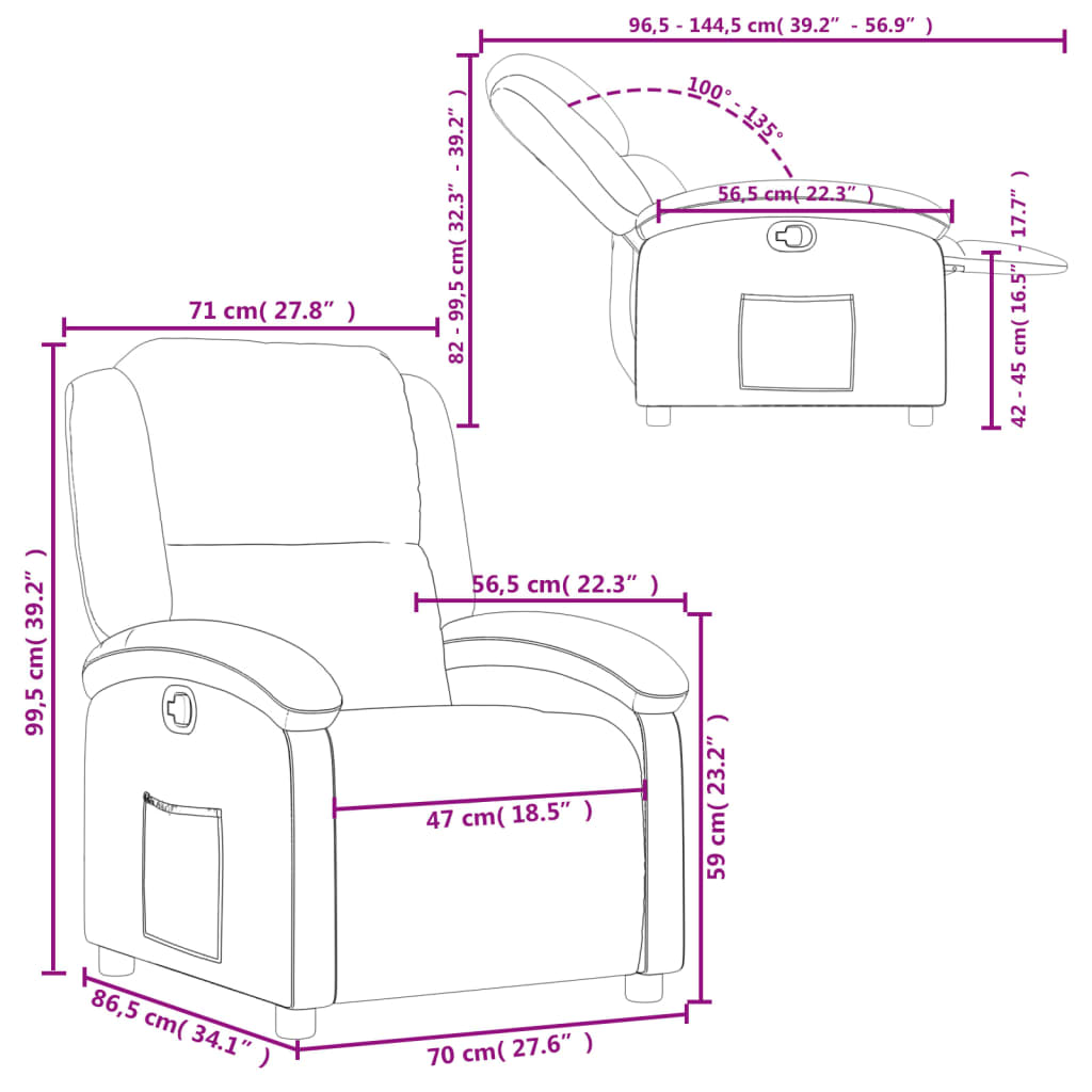 Recliner Chair Cream Real Leather