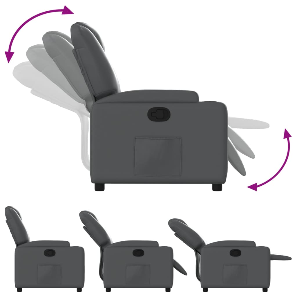 Recliner Chair Grey Faux Leather