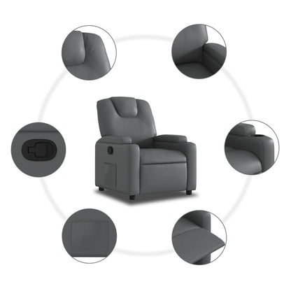 Recliner Chair Grey Faux Leather