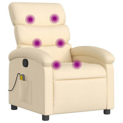 Massage Recliner Chair Cream Fabric