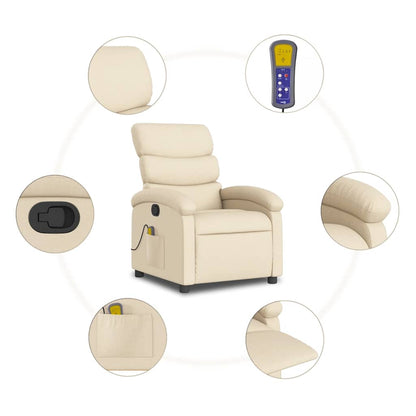 Massage Recliner Chair Cream Fabric