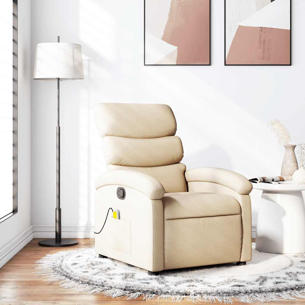 Massage Recliner Chair Cream Fabric