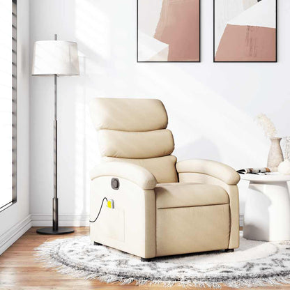 Massage Recliner Chair Cream Fabric