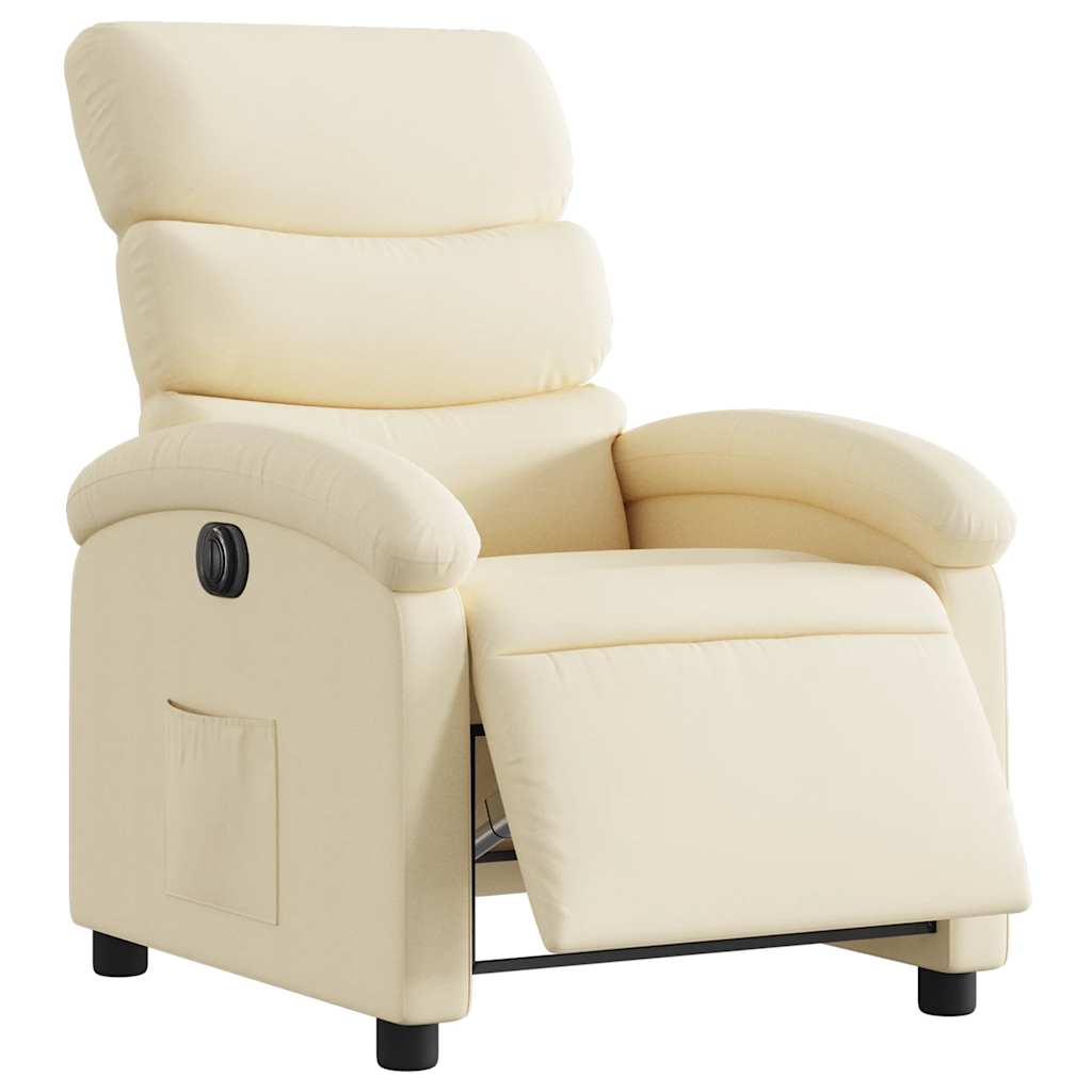 Electric Recliner Chair Cream Fabric