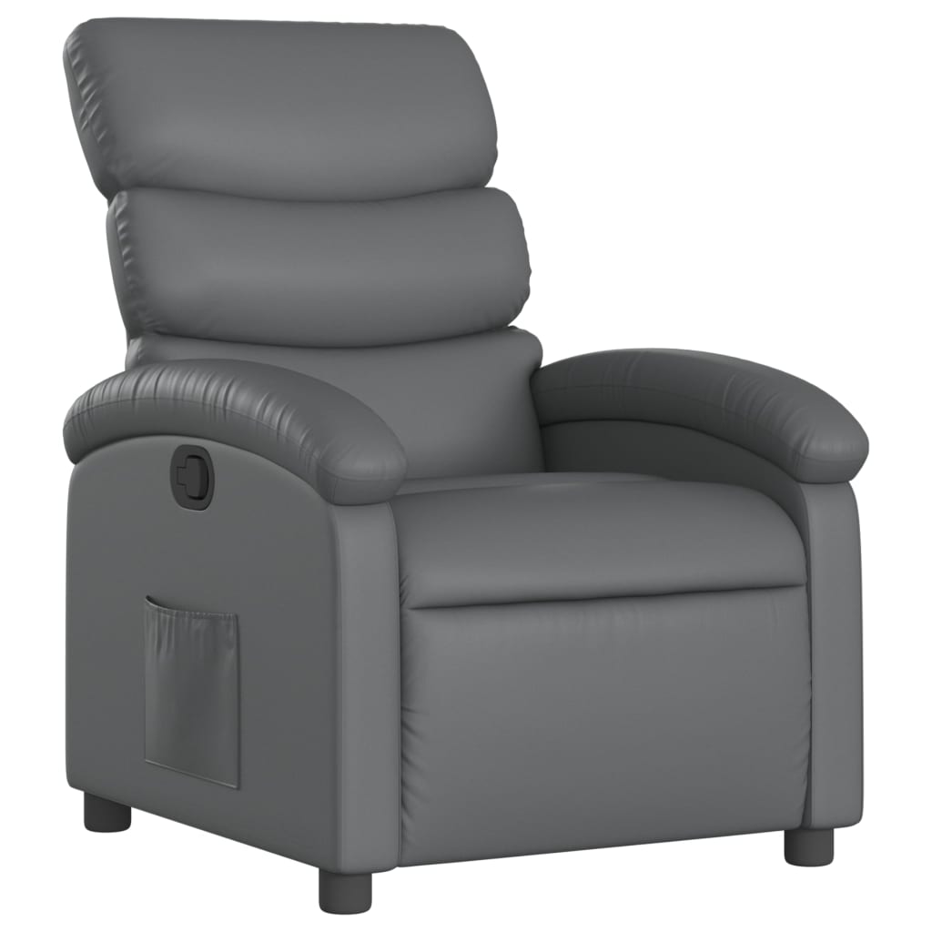 Recliner Chair Grey Faux Leather