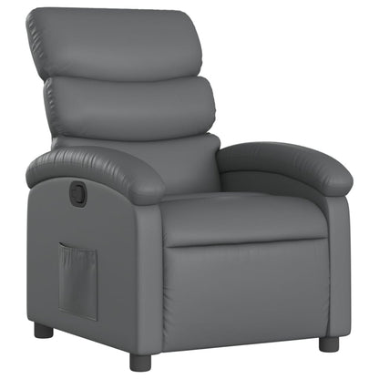 Recliner Chair Grey Faux Leather