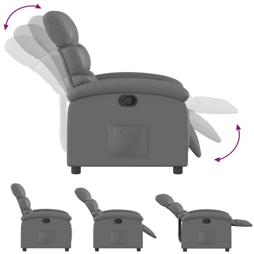 Recliner Chair Grey Faux Leather