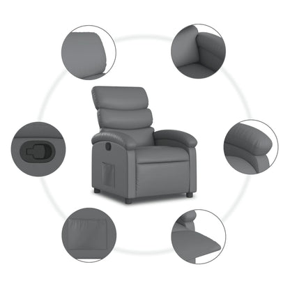 Recliner Chair Grey Faux Leather