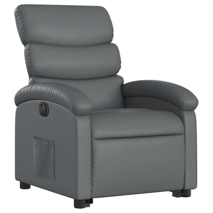 Electric Stand up Recliner Chair Gray Faux Leather