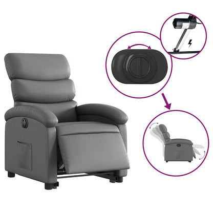 Electric Stand up Recliner Chair Gray Faux Leather