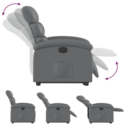 Electric Stand up Recliner Chair Gray Faux Leather
