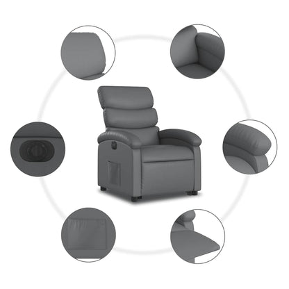 Electric Stand up Recliner Chair Gray Faux Leather