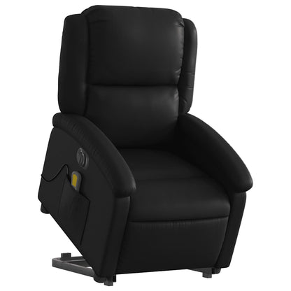 Electric Stand up Massage Recliner Chair Black Faux Leather
