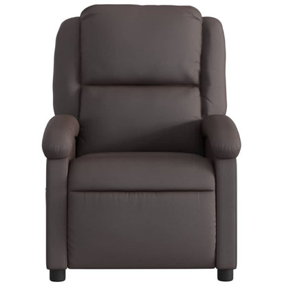 Massage Recliner Chair Dark Brown Real Leather