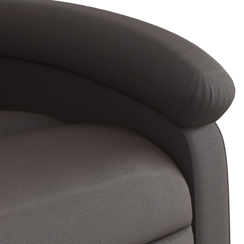 Massage Recliner Chair Dark Brown Real Leather