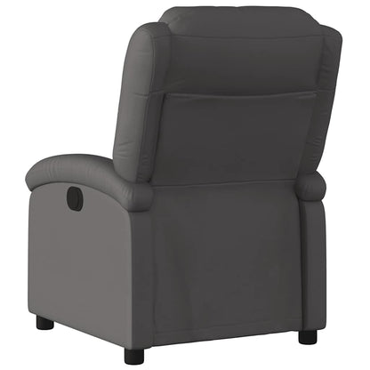 Electric Recliner Chair Gray Real Leather