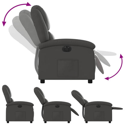 Electric Recliner Chair Gray Real Leather