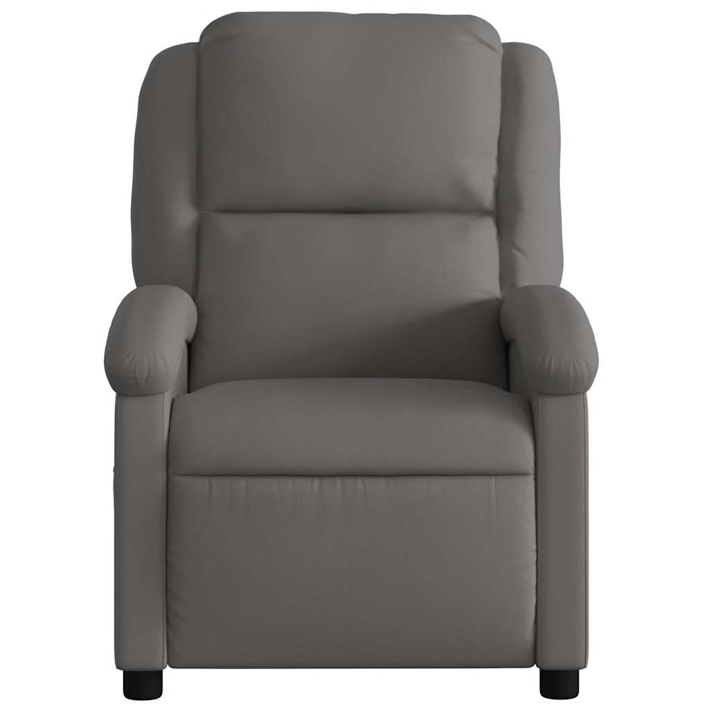 Electric Recliner Chair Gray Real Leather