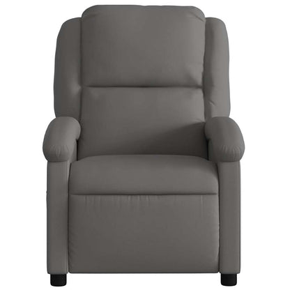 Electric Recliner Chair Gray Real Leather