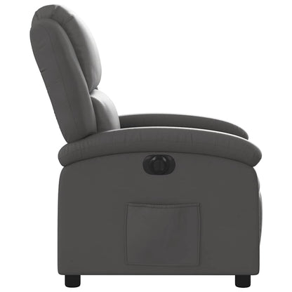 Electric Recliner Chair Gray Real Leather