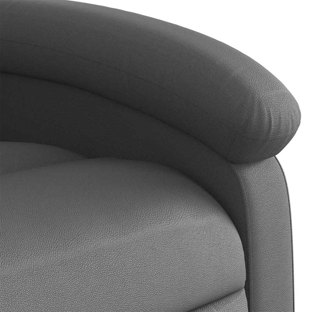 Stand up Recliner Chair Gray Real Leather