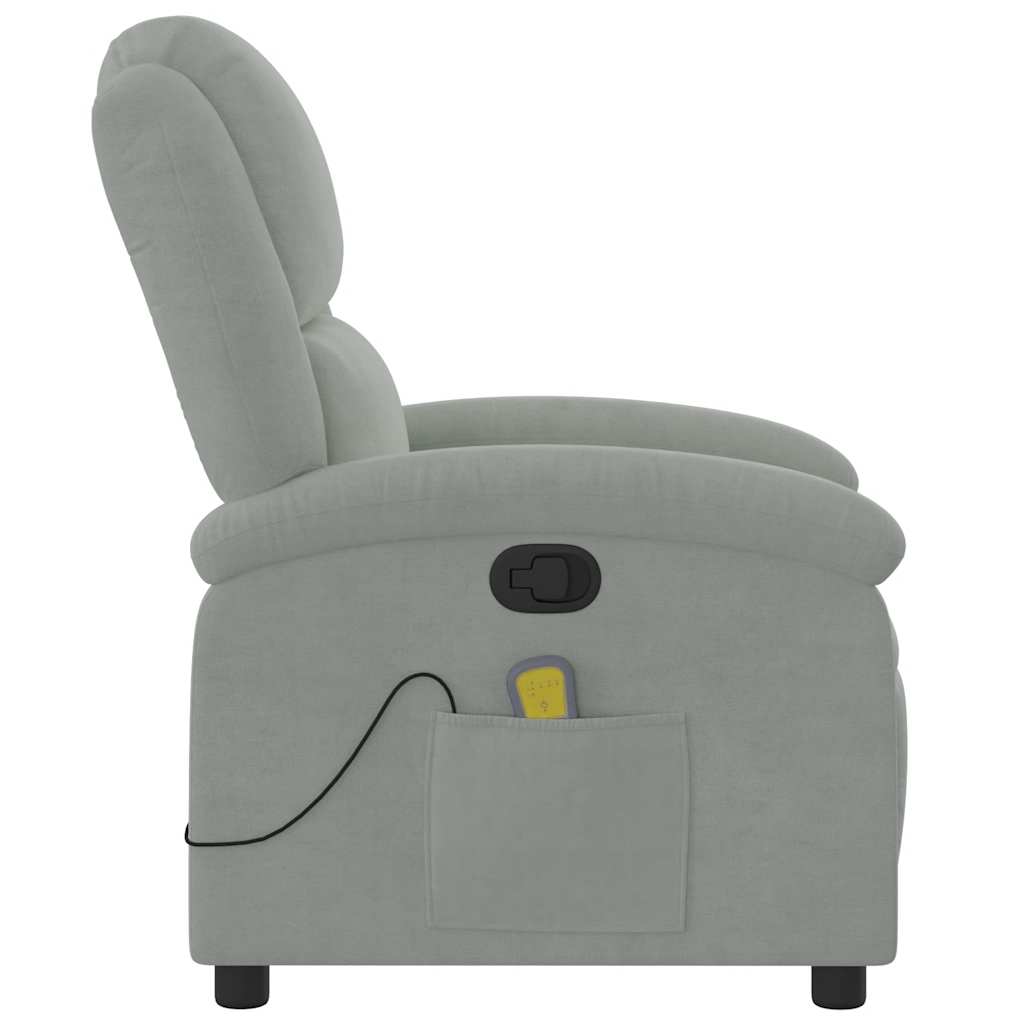Massage Recliner Chair Light Grey Velvet