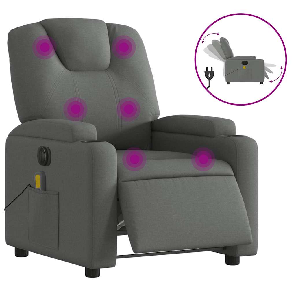 Electric Massage Recliner Chair Dark Gray Fabric