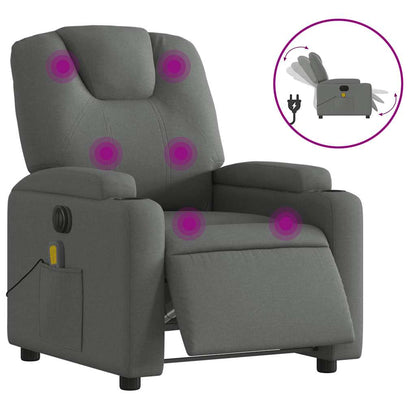 Electric Massage Recliner Chair Dark Gray Fabric