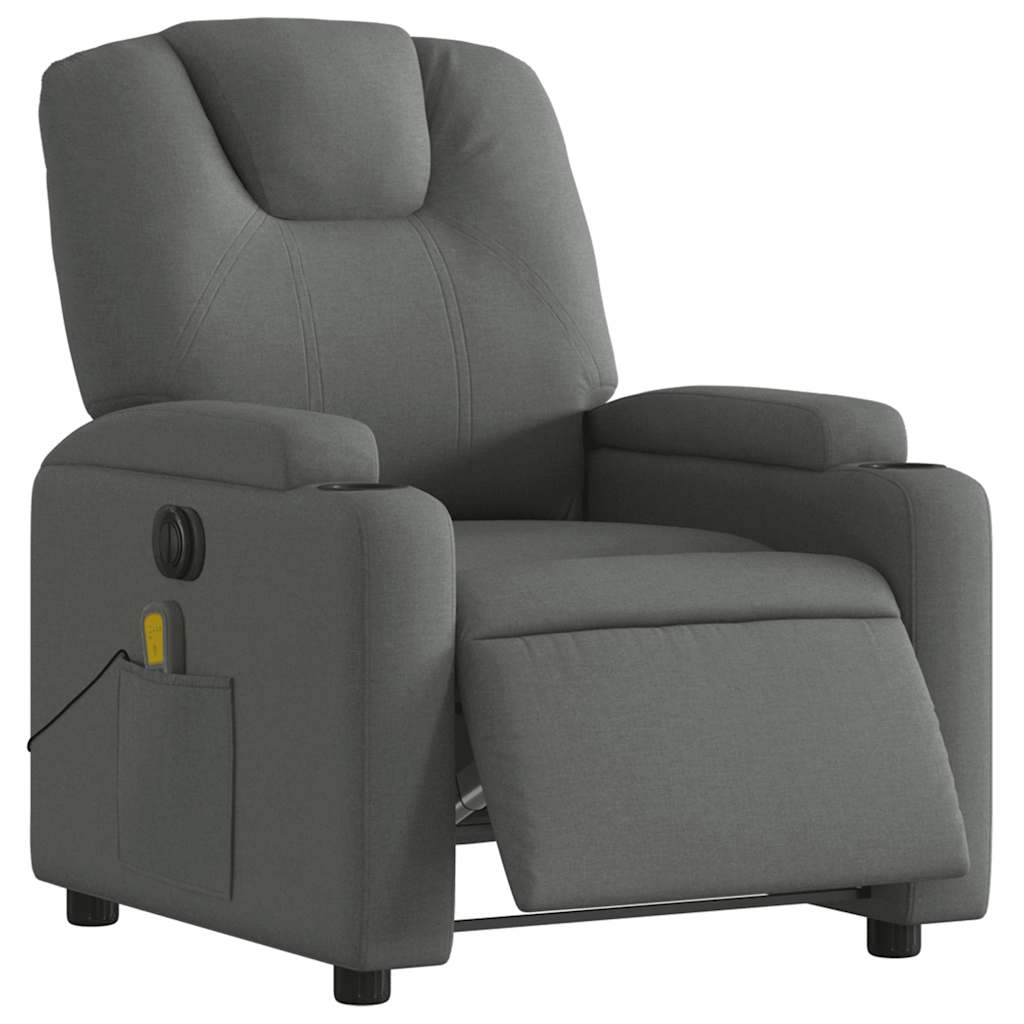 Electric Massage Recliner Chair Dark Gray Fabric