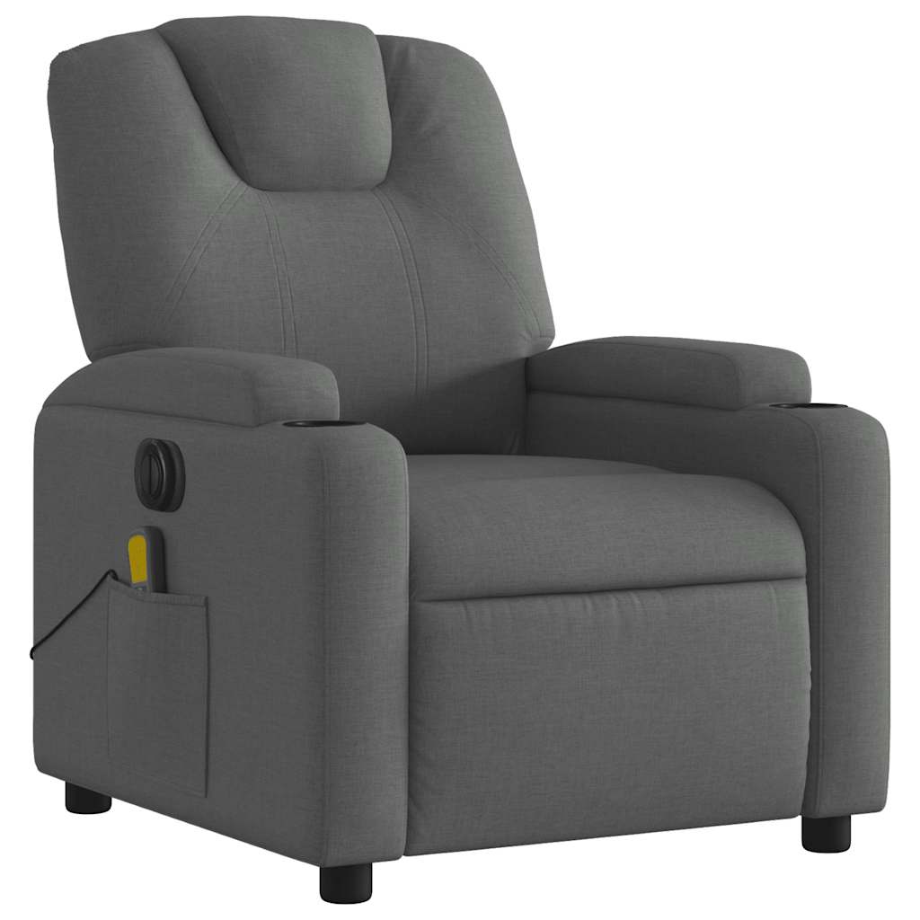 Electric Massage Recliner Chair Dark Gray Fabric